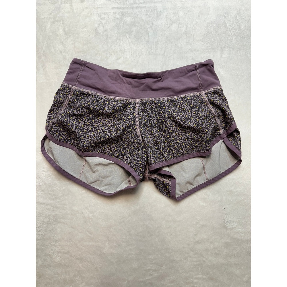 Lululemon Speed Up Shorts Purple Floral Geometric Running Womens Size 2 - 150